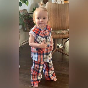 1960’s plaid 2 piece pantsuit